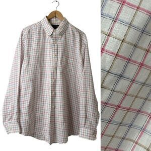 Vintage Brooks Brothers  Shirt Men’s XL Multicolor Plaid Irish Linen Button-Down